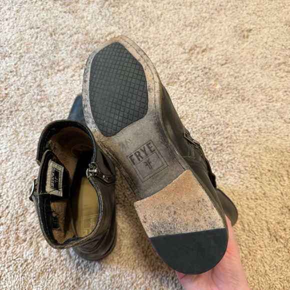 Frye Smith Engineer Distressed Buckle Leather Boots - Picture 8 of 8